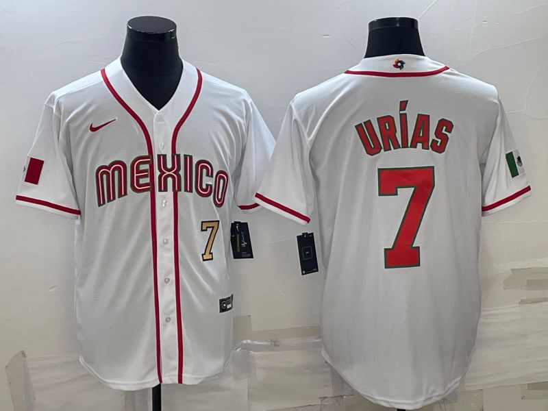 Men 2023 World Cub Mexico #7 Urias White Nike MLB Jersey15